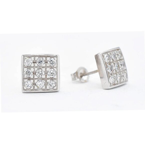 Created White Sapphire 0.54 Carats Stud Earrings 14k Solid White Gold